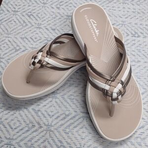 Clarks Women's Sandals - Brown and White